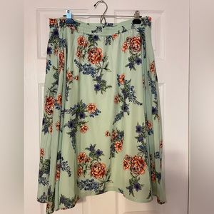 EUC ModCloth mint green circle skirt with pockets, elastic waist, side zip, 1X